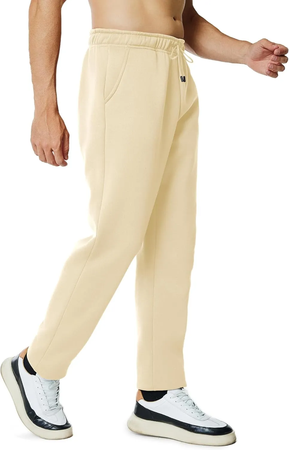Men's Fleece Sweatpants Open Bottom Lounge Pants Casual Elastic Waist Jogger Pants with Pockets