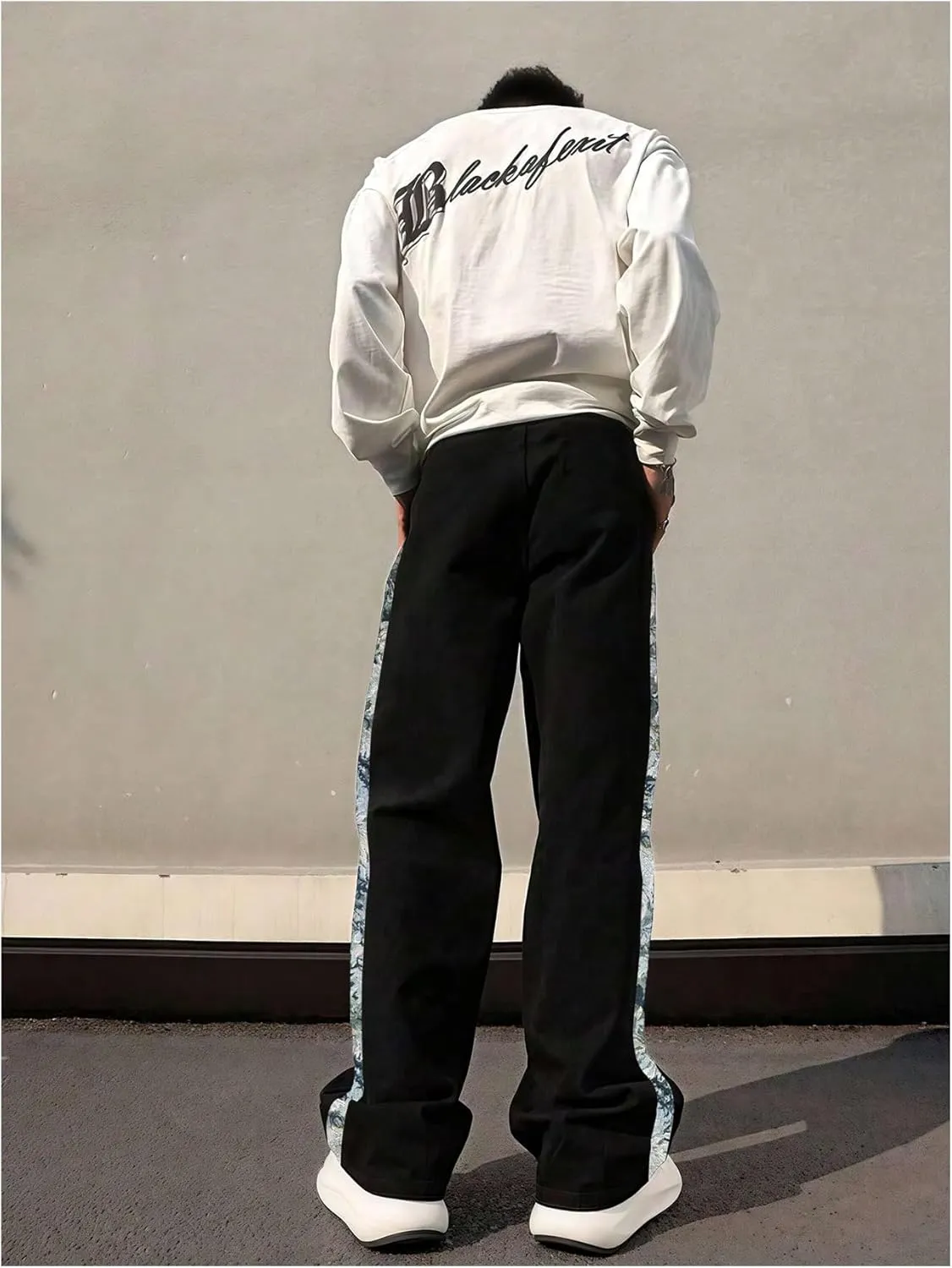 Men's Floral Sweatpants Baggy Straight Leg Track Pants Drawstring Waist Trousers Athletic Pants Streetwear