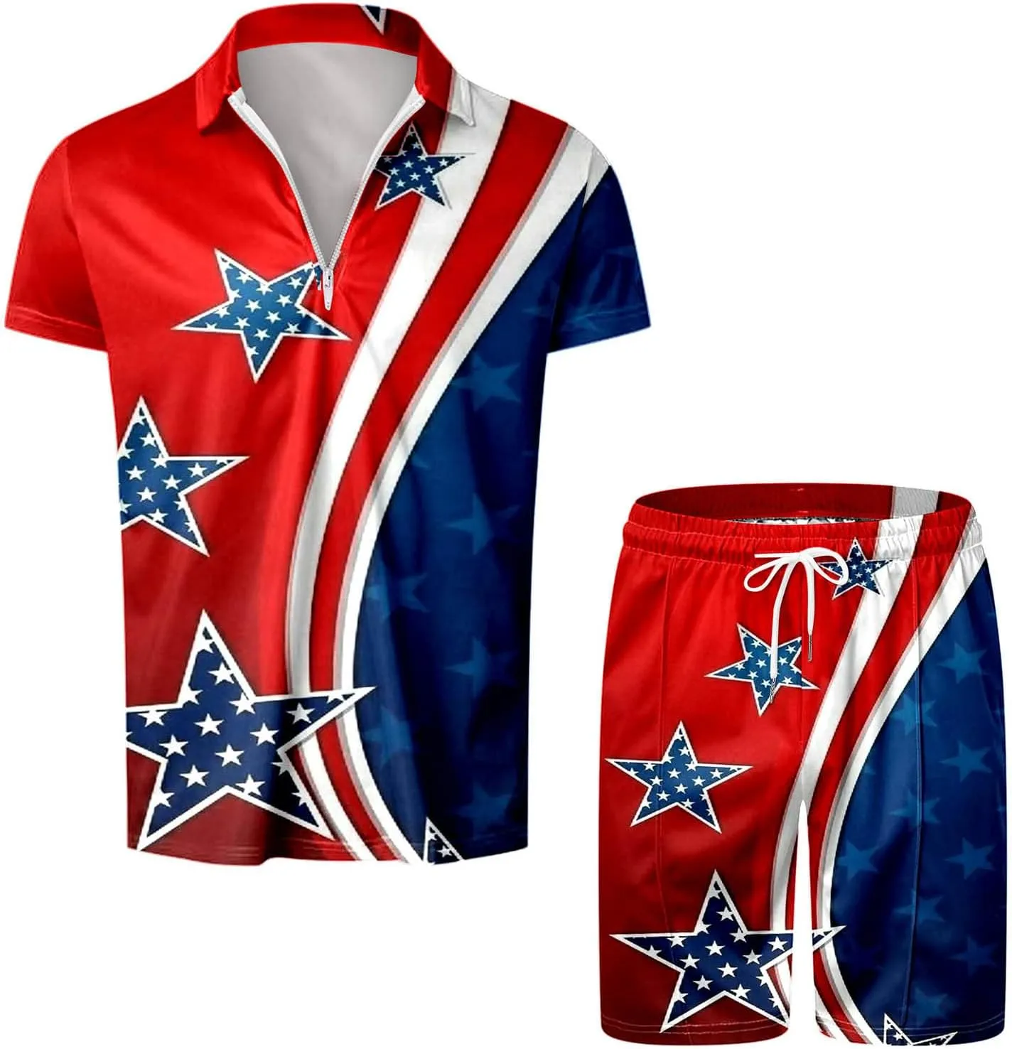 Men's Short Sets 2 Piece Beach Vacation Outfits Casual Summer Beach Jogging Track Suits Matching Polo Shirt and Shorts Sets