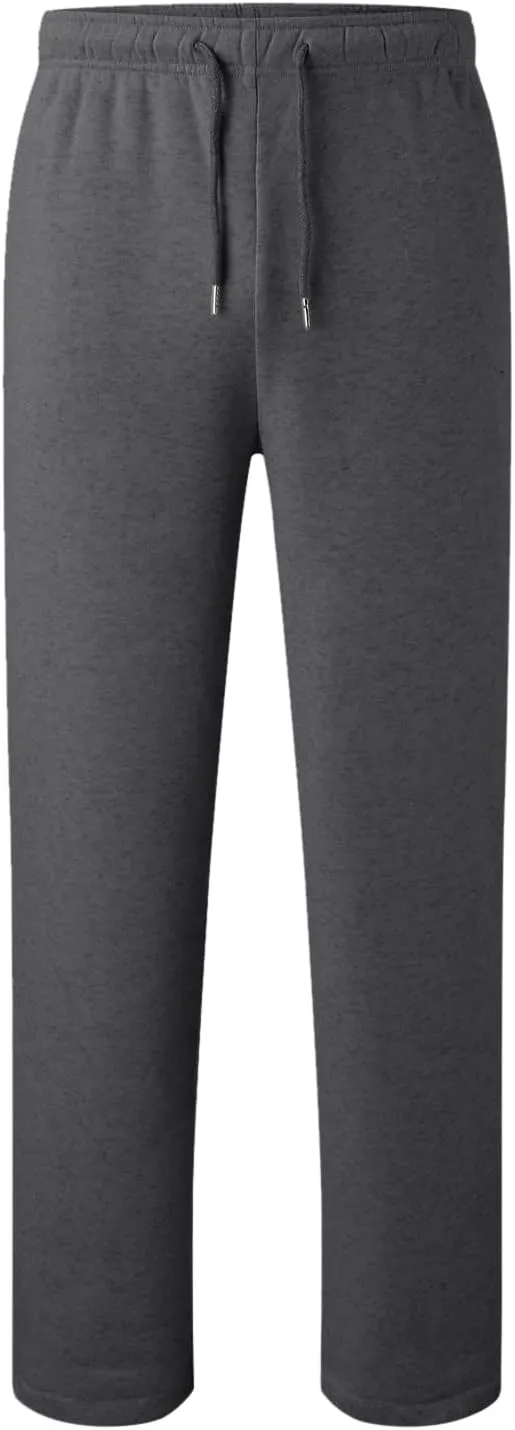 Mens Straight Leg Sweatpants Baggy Elastic Waist Athletic Pants Cozy Casual Fleece Pants Open Bottom Sweat Pants 2025
