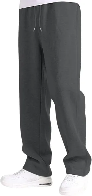 Mens Straight Leg Sweatpants Baggy Elastic Waist Athletic Pants Cozy Casual Fleece Pants Open Bottom Sweat Pants 2025