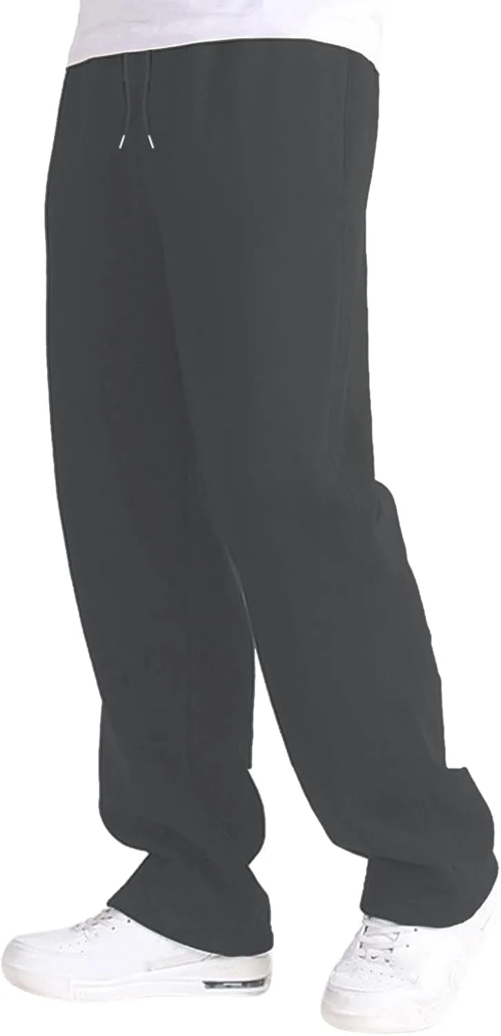 Mens Straight Leg Sweatpants Baggy Elastic Waist Athletic Pants Cozy Casual Fleece Pants Open Bottom Sweat Pants 2025