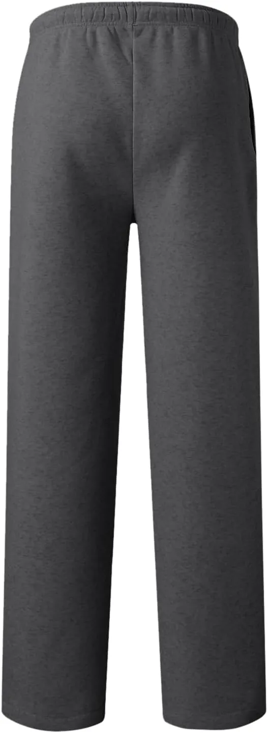 Mens Straight Leg Sweatpants Baggy Elastic Waist Athletic Pants Cozy Casual Fleece Pants Open Bottom Sweat Pants 2025