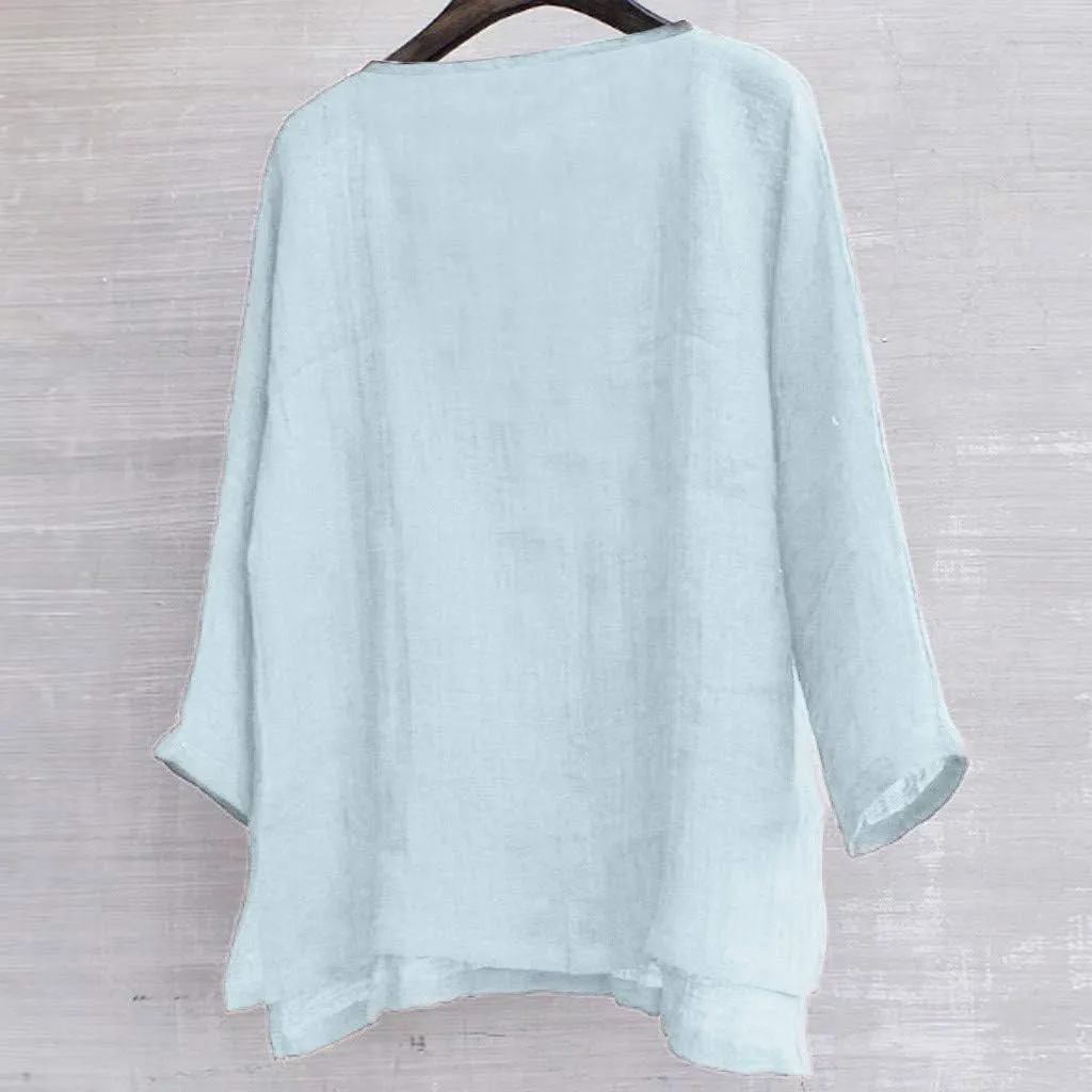 Mens Summer Casual Cotton Linen Shirts V-Neck Yoga Beach Long Sleeve Loose Fit Lightweight Oversize Tees Shirts Tops