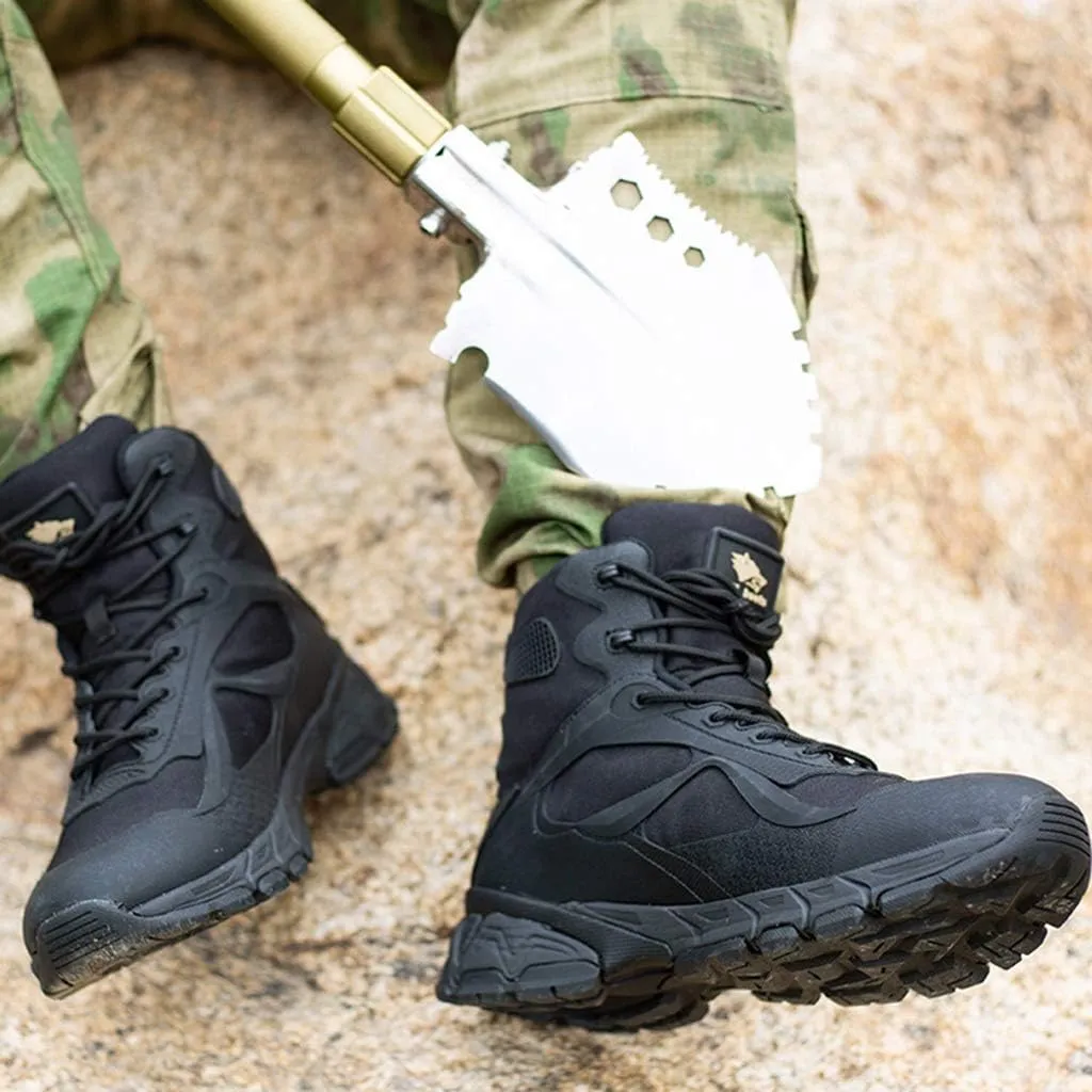 Men's Tactical Boots,High-Tops Desert Combat Boots Outdoor Mountaineering Off-Road Military Boots,Black- 41/UK 7.5/US 8