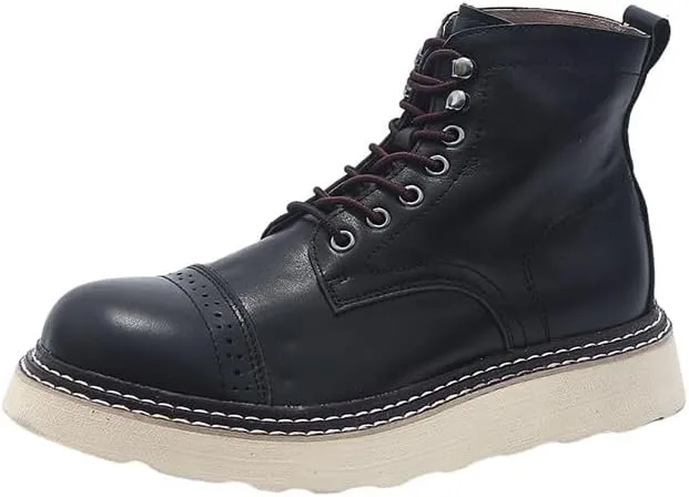 Men's Workwear High-top Soft-soled Thick-soled Boots Leather Inner Comfortable Breathable Round-toed Oxford Shoes Suitable for Mountaineering Travel