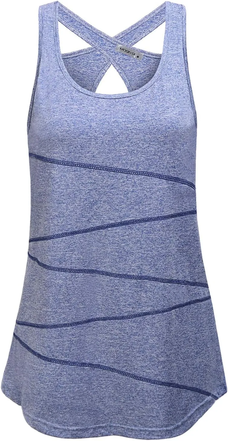 MOQIVGI Womens Sleeveless Loose Fit Racerback Workout Gym Yoga Running Tank Tops