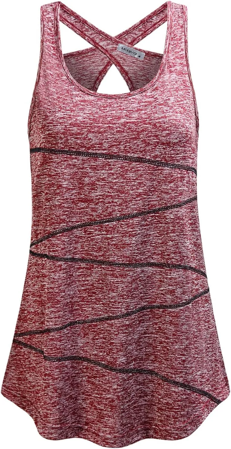 MOQIVGI Womens Sleeveless Loose Fit Racerback Workout Gym Yoga Running Tank Tops