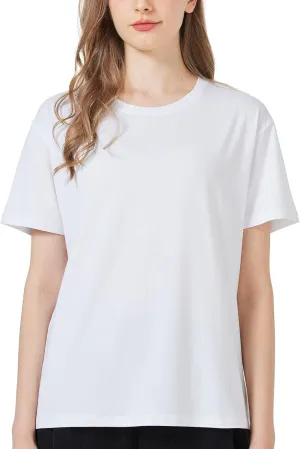 netdraw Women's Ultra Soft Bamboo Viscose T-Shirt Loose Fit Crew Neck Casual Lounge Comfy Cotton Sleep Pajama Tops