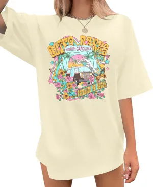 Outer Bank Shirts Pogues for Life Shirt Women Beach Tops Summer Sunflowers Graphic Tees Oversized Short Sleeve top