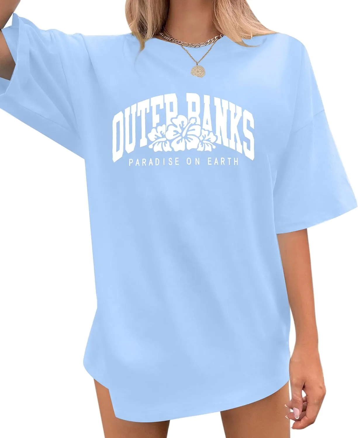 Outer Bank Shirts Pogues for Life Shirt Women Beach Tops Summer Sunflowers Graphic Tees Oversized Short Sleeve top