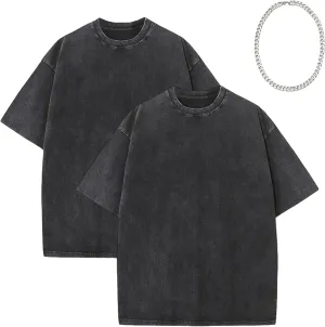 Oversized Washed T Shirt for Men Gym Shirts Baggy Streetwear Vintage Drop Shoulder Grunge Tees