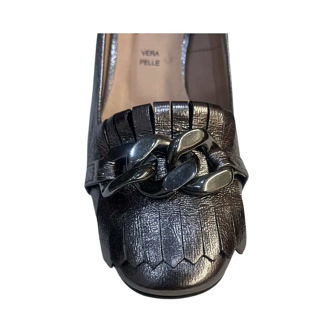 Patent Mid Block Heel Comfort Court Shoes