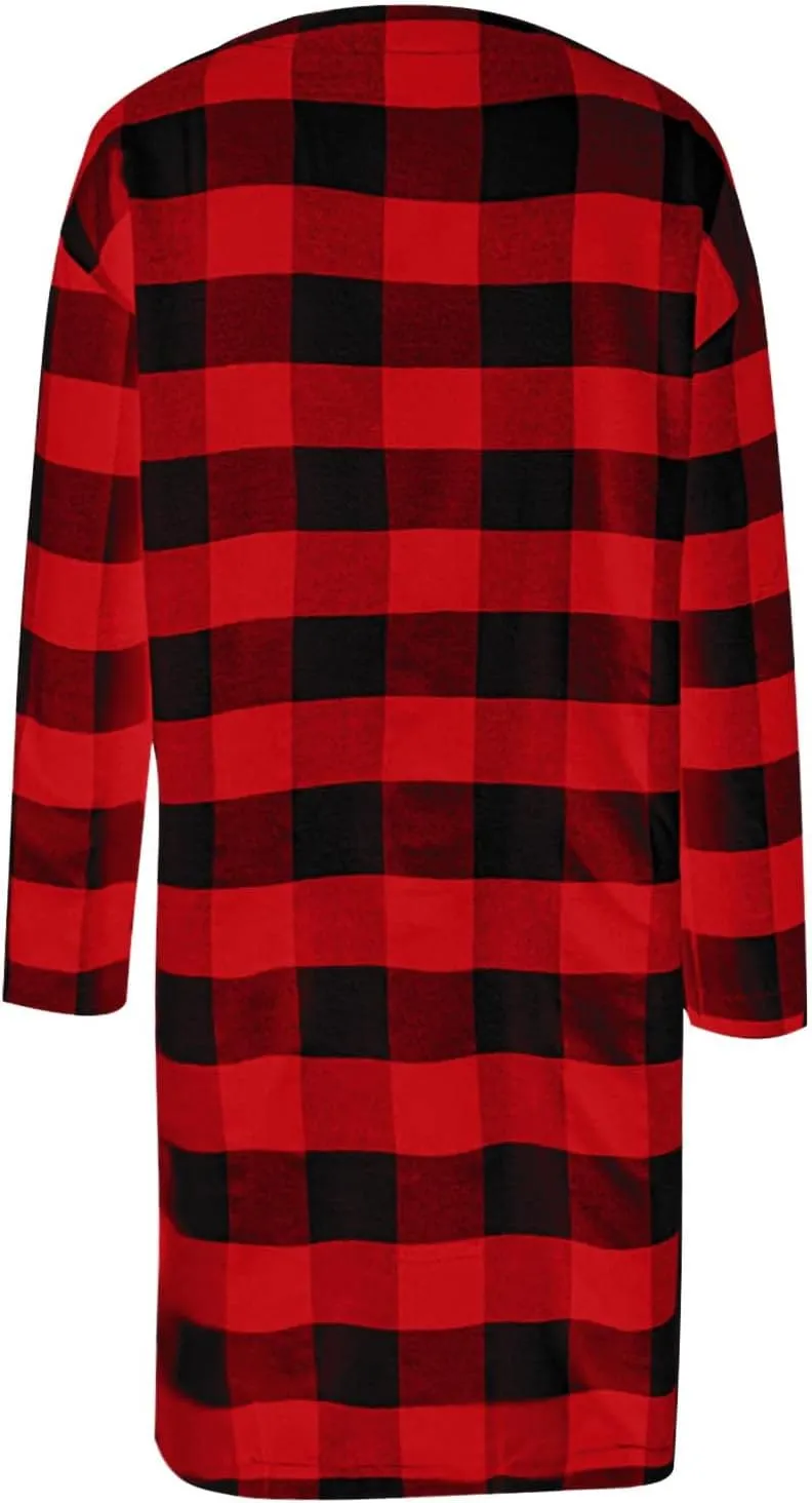 Plaid Jackets for Women Lapel Button Down Shacket Wool Blend Coat with Pockets Long Sleeve Vintage Outerwear