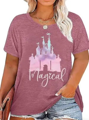 Plus Size Magical Shirts for Women Retro Graphic Tshirts Funny Vacation Tee Tie Dye Tops