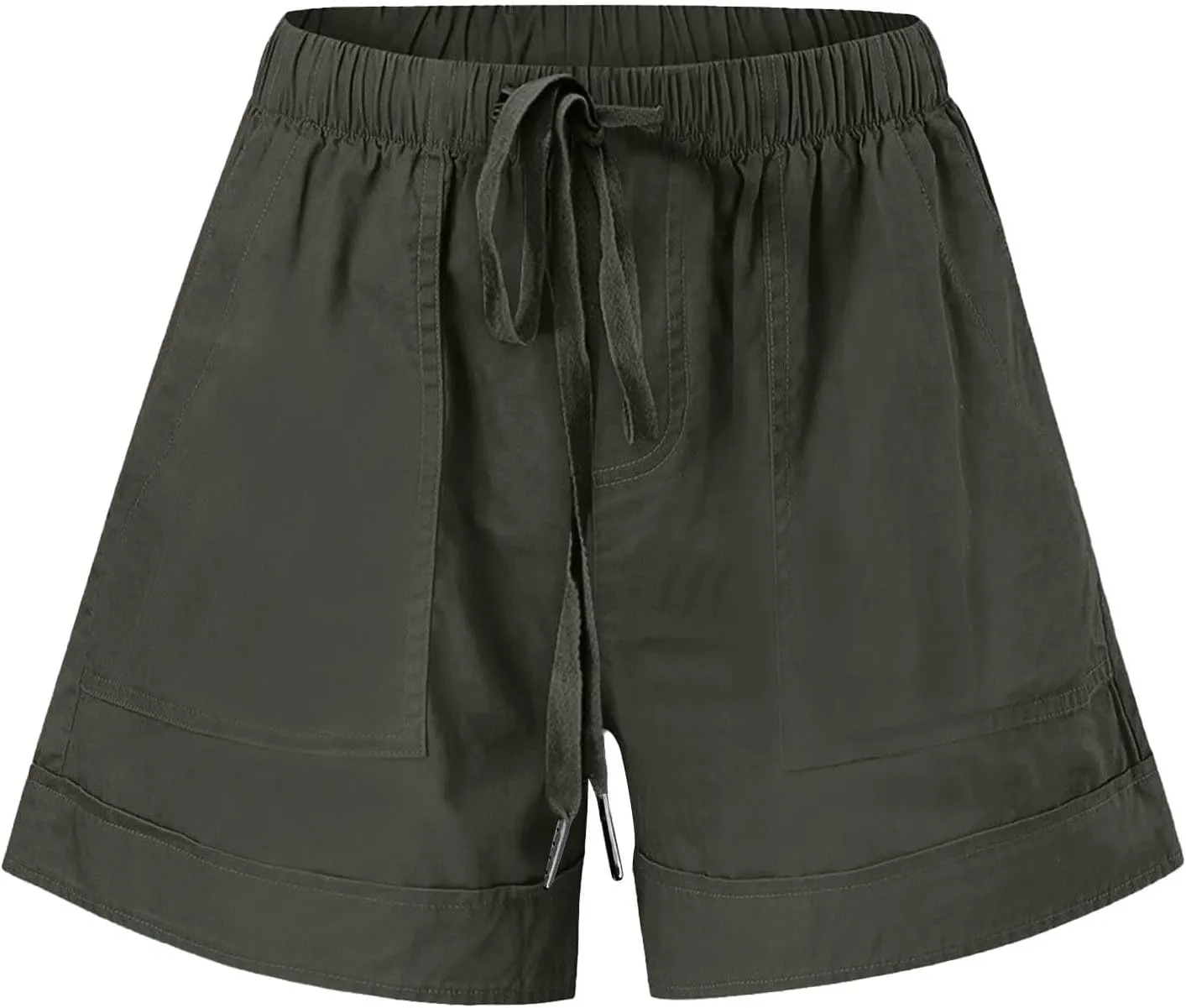 Plus Size Summer Shorts for Women Dressy Casual Elastic Waist Drawstring Cotton Linen Shorts with Pockets