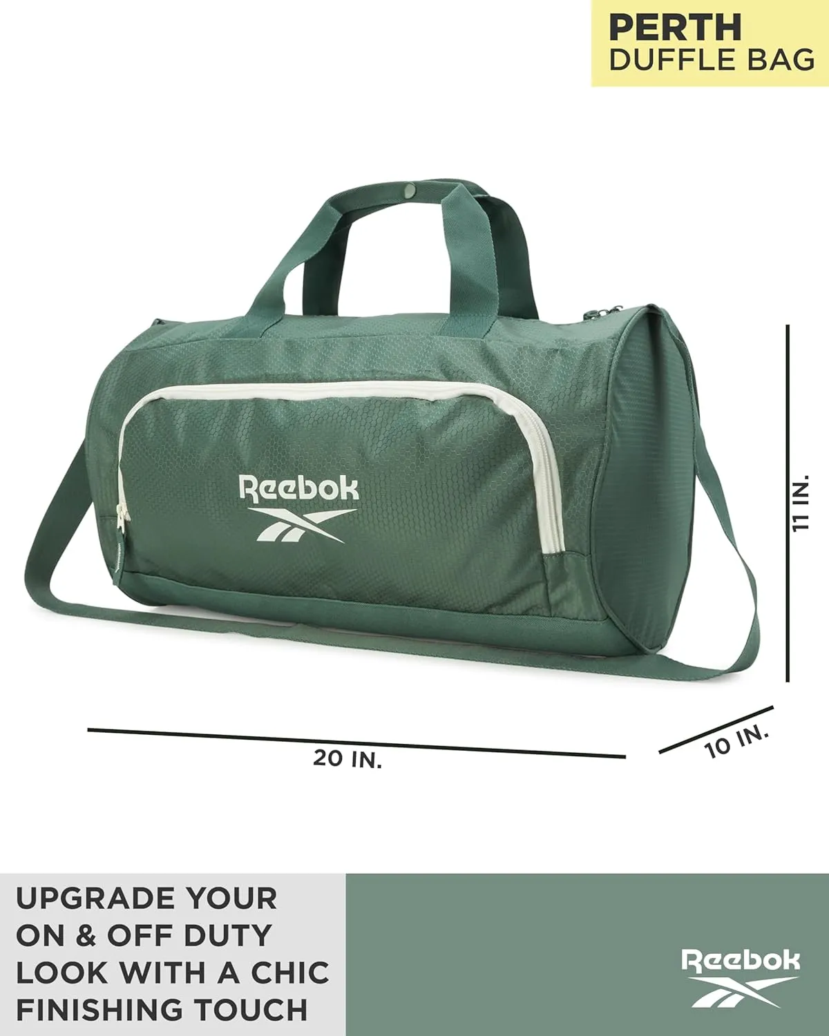 Reebok Duffle Bag - Unisex Lightweight Gym, Sports and Travel Mini Carry On Weekender Bags for Women and Men, Perth II Green, One Size