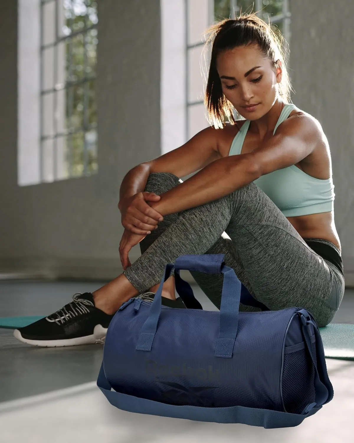 Reebok Duffle Bag - Unisex Lightweight Gym, Sports and Travel Mini Carry On Weekender Bags for Women and Men, Plyo Blue, One Size