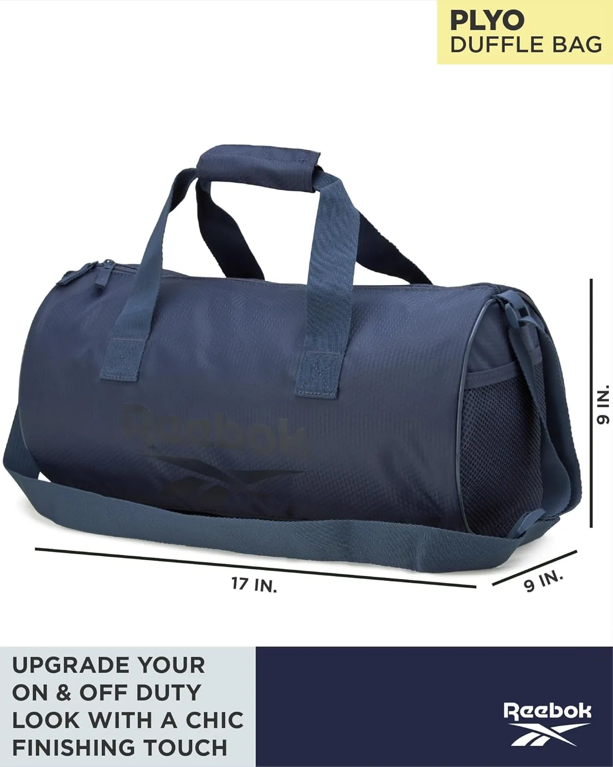 Reebok Duffle Bag - Unisex Lightweight Gym, Sports and Travel Mini Carry On Weekender Bags for Women and Men, Plyo Blue, One Size