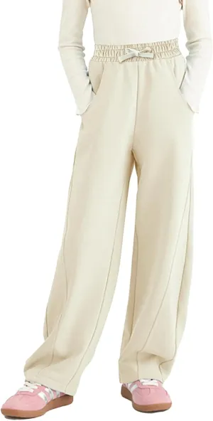 Rolanko Girls Wide Leg Sweatpants Straight Pants for Kids Girls Trousers with Pockets Sweats