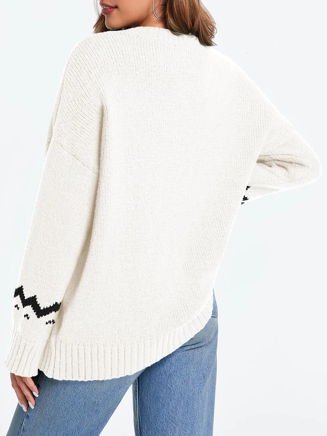 Saodimallsu Womens Oversized Christmas Sweaters Crewneck Chunky Reindeer Knit Long Sleeve Santa Xmas Pullover Sweater