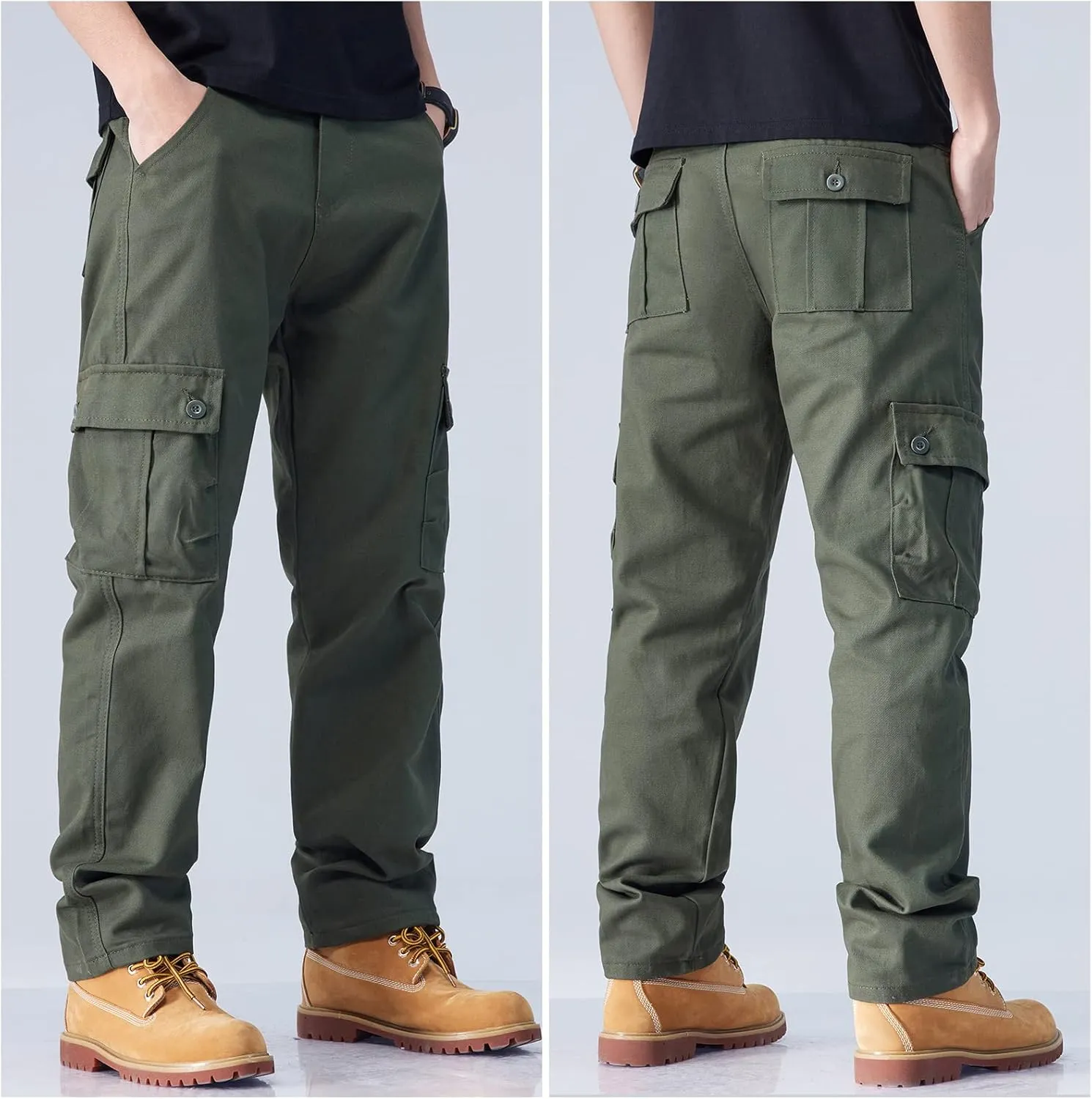 SEAUR Men's Tactical Cargo Pants Loose Straight Work Outdoor Pants Stretch Hiking Tactical Pants Trousers with Multi-Pocket