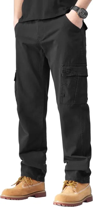 SEAUR Men's Tactical Cargo Pants Loose Straight Work Outdoor Pants Stretch Hiking Tactical Pants Trousers with Multi-Pocket