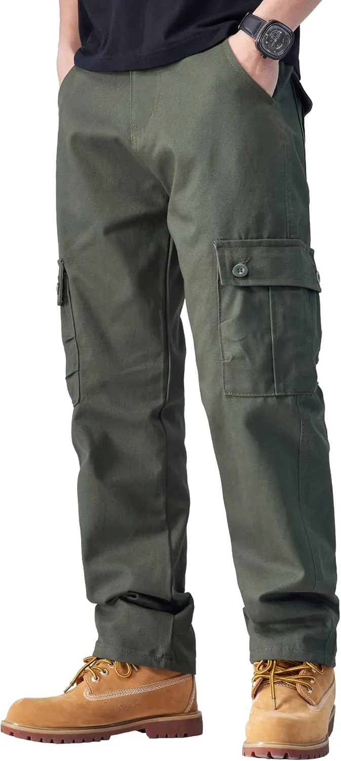 SEAUR Men's Tactical Cargo Pants Loose Straight Work Outdoor Pants Stretch Hiking Tactical Pants Trousers with Multi-Pocket