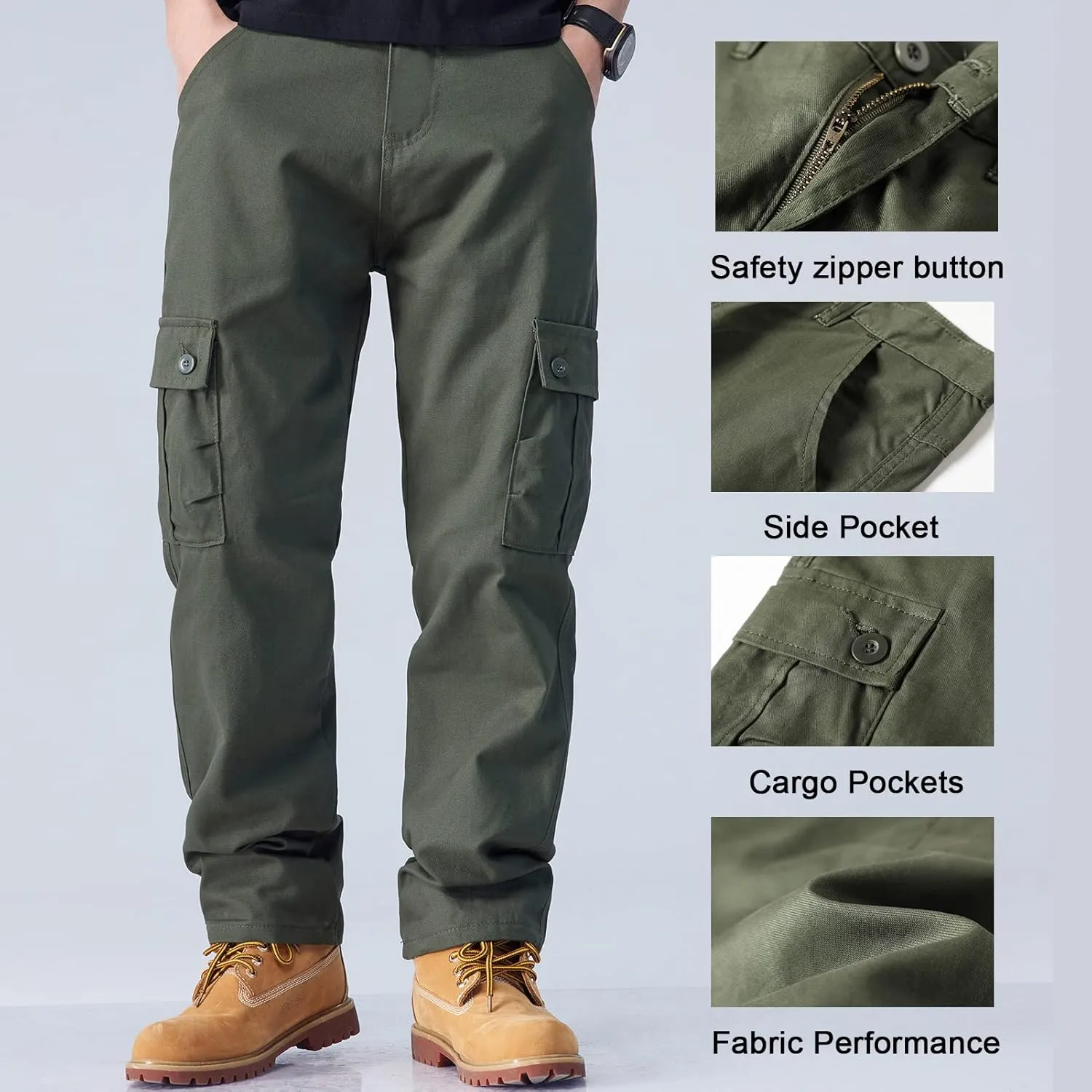 SEAUR Men's Tactical Cargo Pants Loose Straight Work Outdoor Pants Stretch Hiking Tactical Pants Trousers with Multi-Pocket