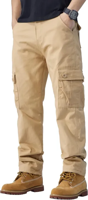 SEAUR Men's Tactical Cargo Pants Loose Straight Work Outdoor Pants Stretch Hiking Tactical Pants Trousers with Multi-Pocket