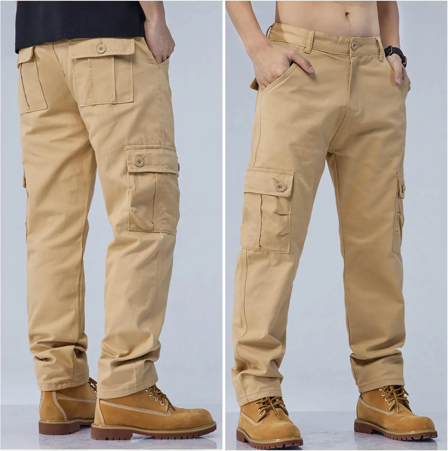 SEAUR Men's Tactical Cargo Pants Loose Straight Work Outdoor Pants Stretch Hiking Tactical Pants Trousers with Multi-Pocket
