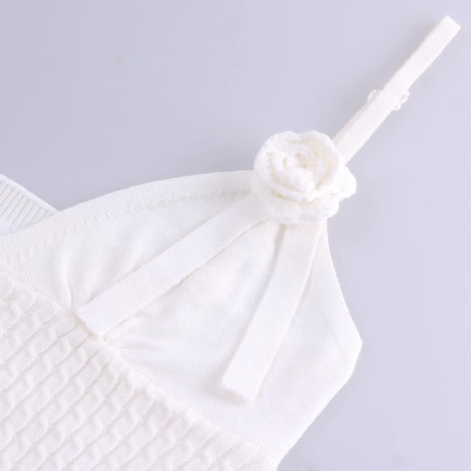 Sexy Sling Dress for Women V-Neck Backless Flower Knit Pleated Beach Casual Vacation Party Mini Dresses