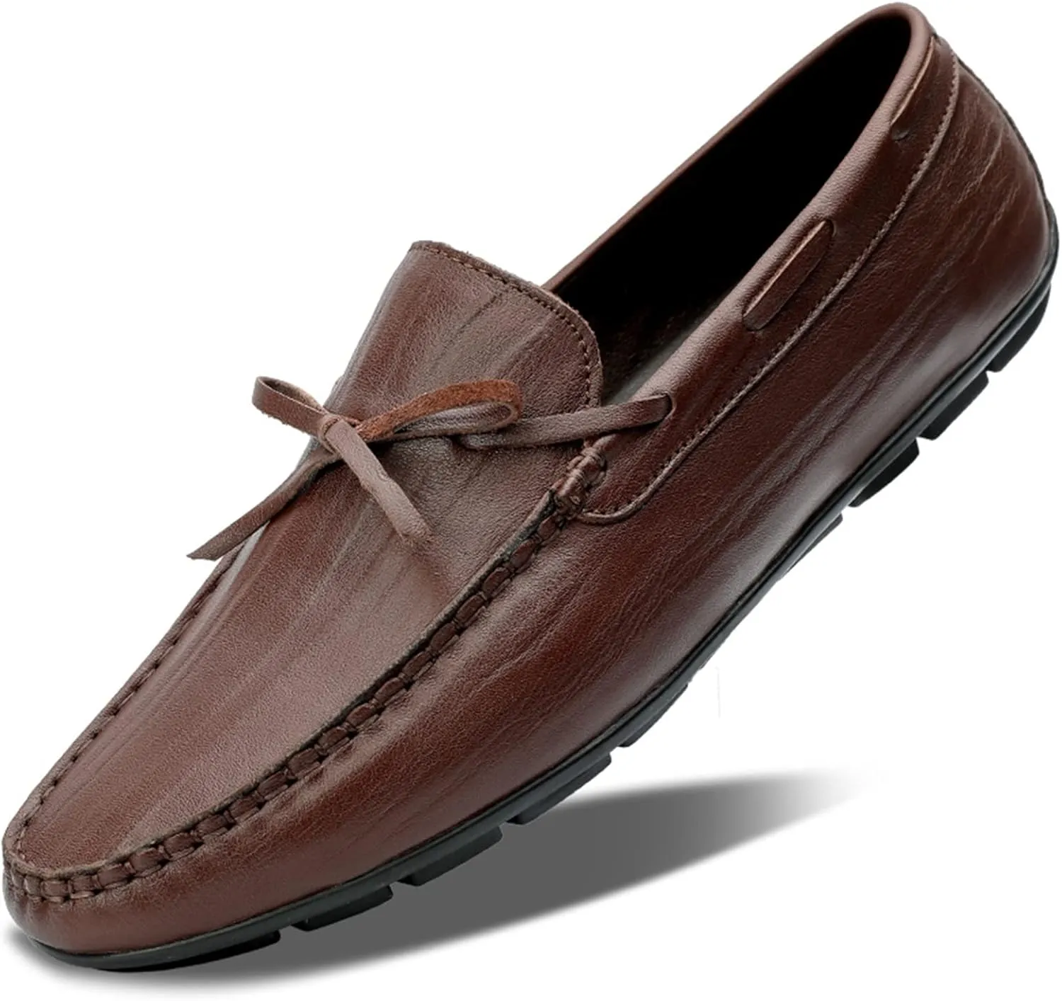 Shoes Smoking Loafer for Men Deck Shoes 1-Eye Genuine Leather Stitching Details Round Toe Flexible Resistant Lightweight Flat Heel Anti-Slip Driving for Any Attire