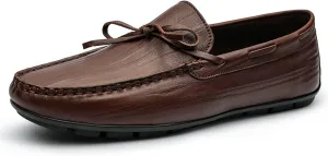 Shoes Smoking Loafer for Men Deck Shoes 1-Eye Genuine Leather Stitching Details Round Toe Flexible Resistant Lightweight Flat Heel Anti-Slip Driving for Any Attire