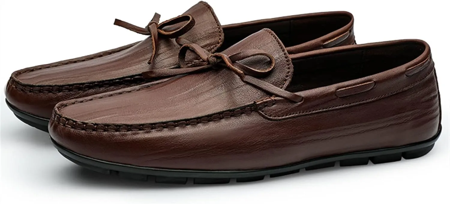 Shoes Smoking Loafer for Men Deck Shoes 1-Eye Genuine Leather Stitching Details Round Toe Flexible Resistant Lightweight Flat Heel Anti-Slip Driving for Any Attire