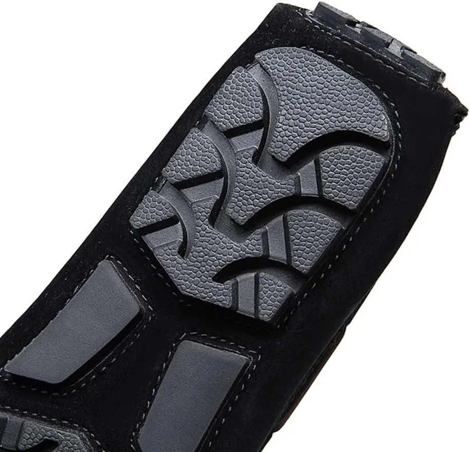 Smoking Loafer Driving Moccasins for Men Vegan Leather Deck Shoes Stitching Details Suede Vamp Rubber Sole Flat Heel Resistant Anti-Slip Driving for Any Attire