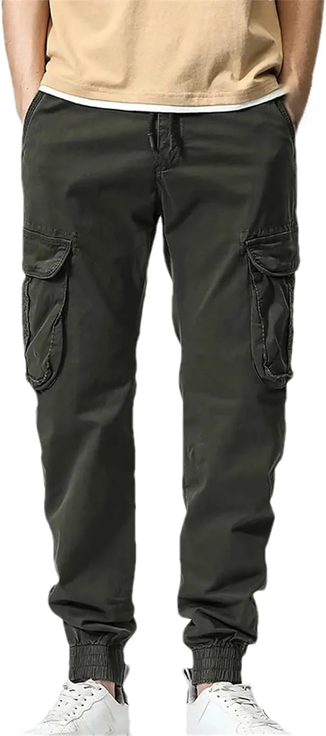 Spring Summer Mens Cargo Pants Men Multi-Pockets Streetwear Joggers Stretch Cotton Casual Trousers