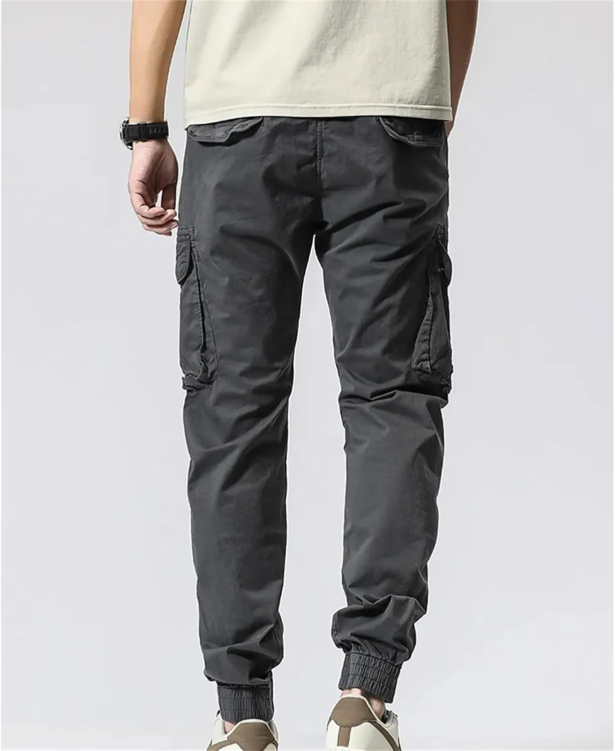 Spring Summer Mens Cargo Pants Men Multi-Pockets Streetwear Joggers Stretch Cotton Casual Trousers