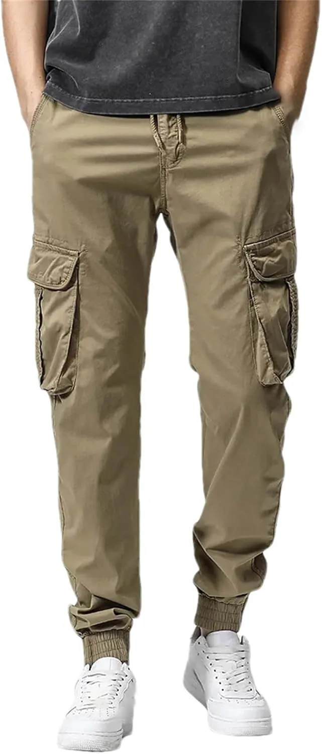 Spring Summer Mens Cargo Pants Men Multi-Pockets Streetwear Joggers Stretch Cotton Casual Trousers