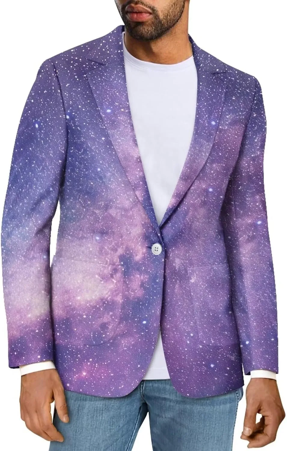 Sprowallow Men's Casual Blazer One Button Sport Coats Slim Fit Notched Lapel Blazers Lightweight Business Suit Jacket