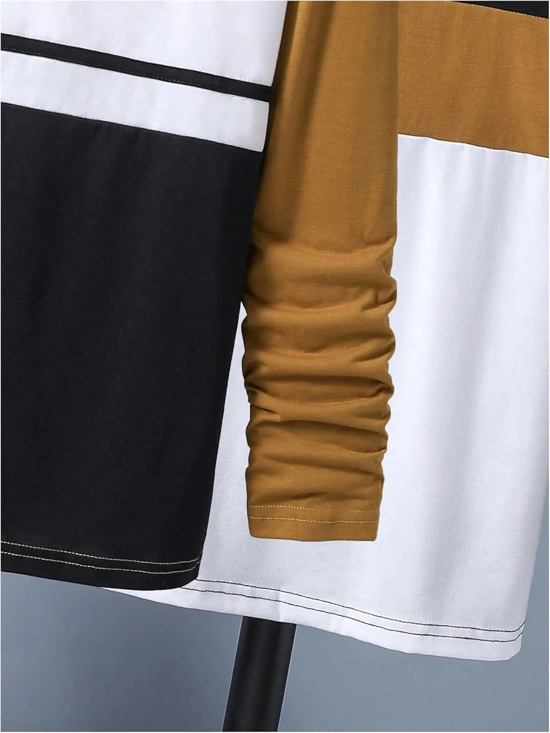 SweatyRocks Boy's 2 Pack Color Block Graphic T Shirts Embroidery Long Sleeve Crewneck Tee Tops