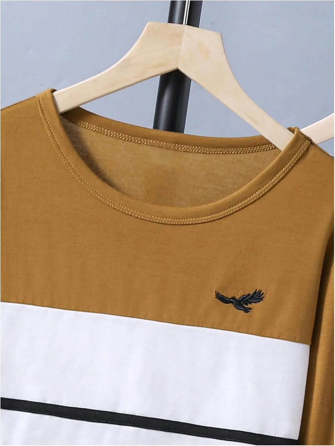 SweatyRocks Boy's 2 Pack Color Block Graphic T Shirts Embroidery Long Sleeve Crewneck Tee Tops