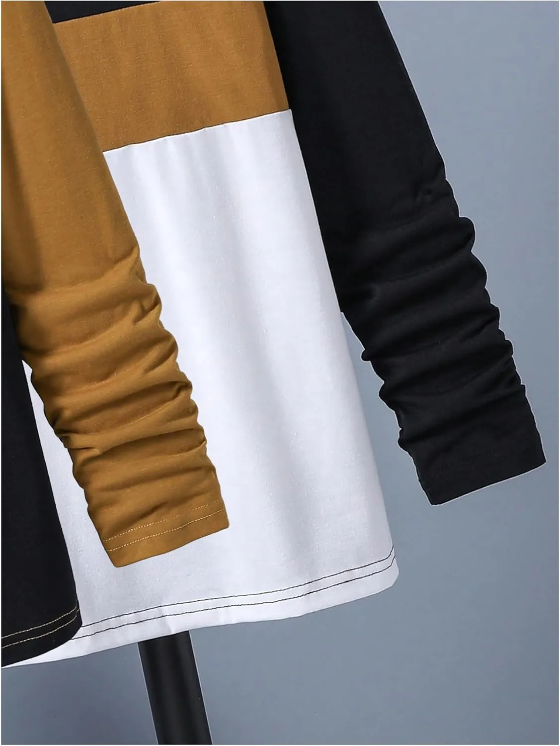 SweatyRocks Boy's 2 Pack Color Block Graphic T Shirts Embroidery Long Sleeve Crewneck Tee Tops