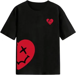 SweatyRocks Boy's Heart Graphic T Shirts Crewneck Short Sleeve Casual Tee Tops
