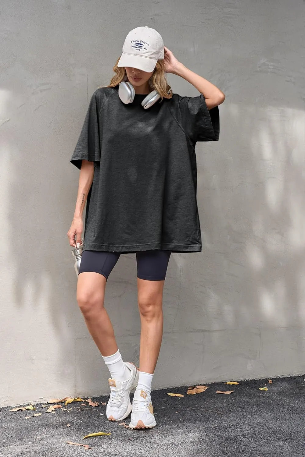 Tankaneo Womens Oversized Tshirts Crew Neck Short Raglan Sleeve Tunic Tops Summer Casual Loose Fit Workout Tee Shirts