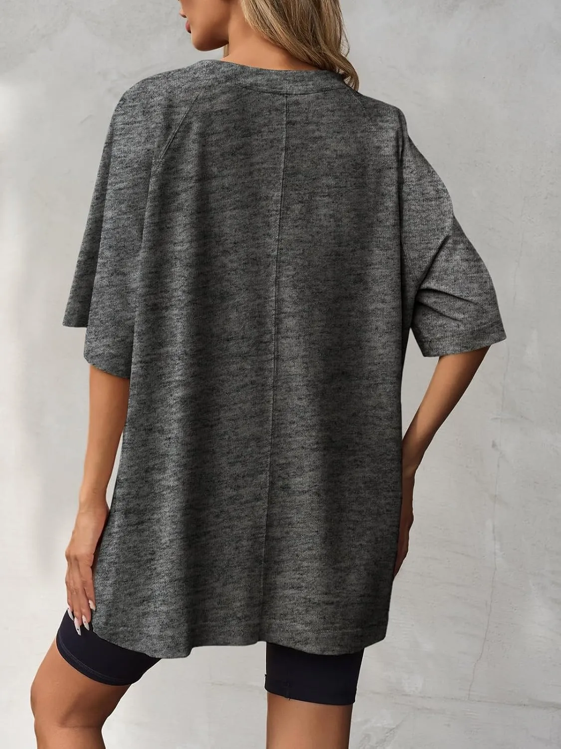 Tankaneo Womens Oversized Tshirts Crew Neck Short Raglan Sleeve Tunic Tops Summer Casual Loose Fit Workout Tee Shirts