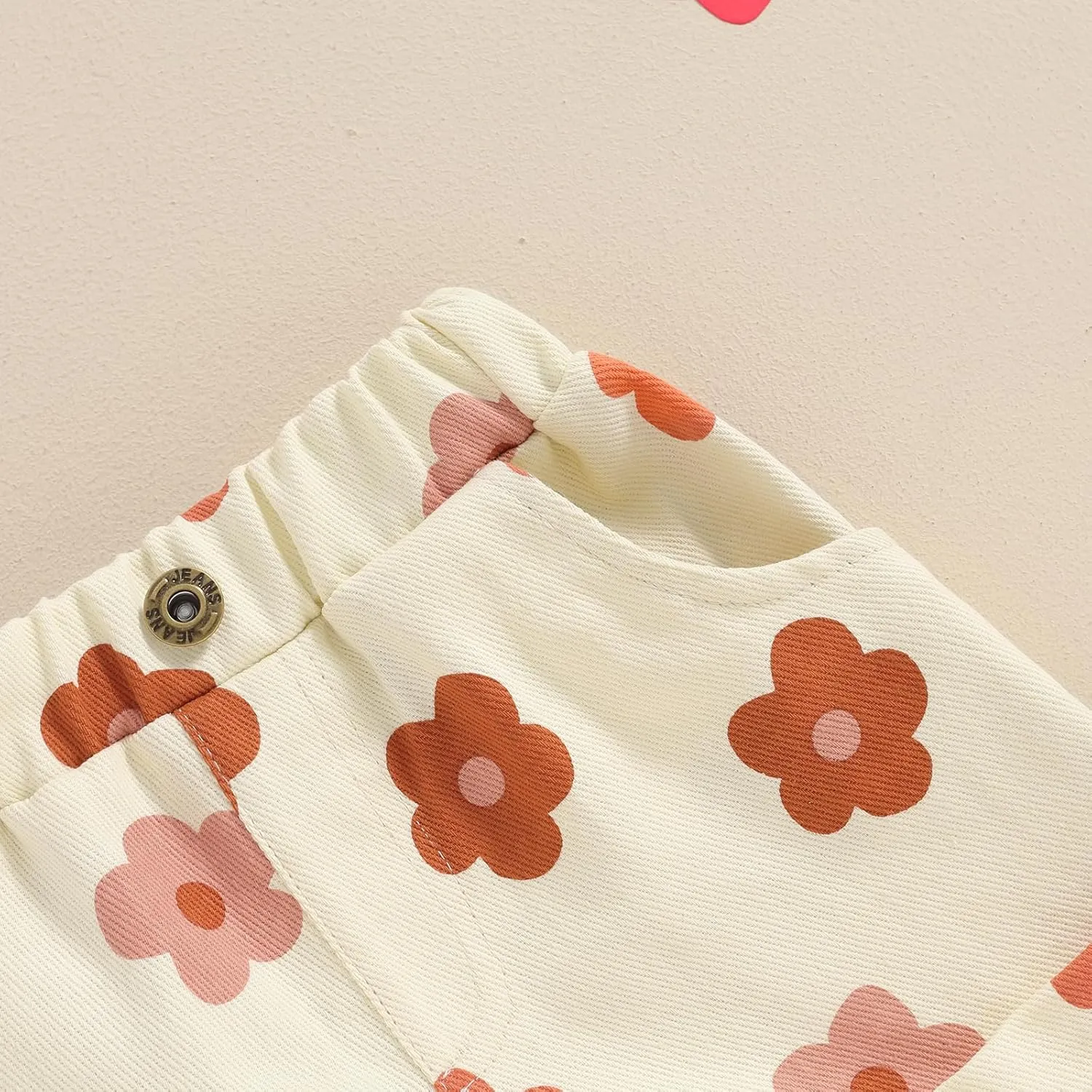 Toddler Baby Girls Floral Shorts Summer Elastic Waist Flower Print Short Jeans Pull On Denim Shorts with Pockets