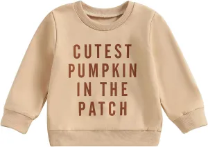 Toddler Baby Halloween Outfit Boy Girl Pumpkin Sweatshirt Crewneck Pullover Sweater Long Sleeve Shirt Fall Clothes