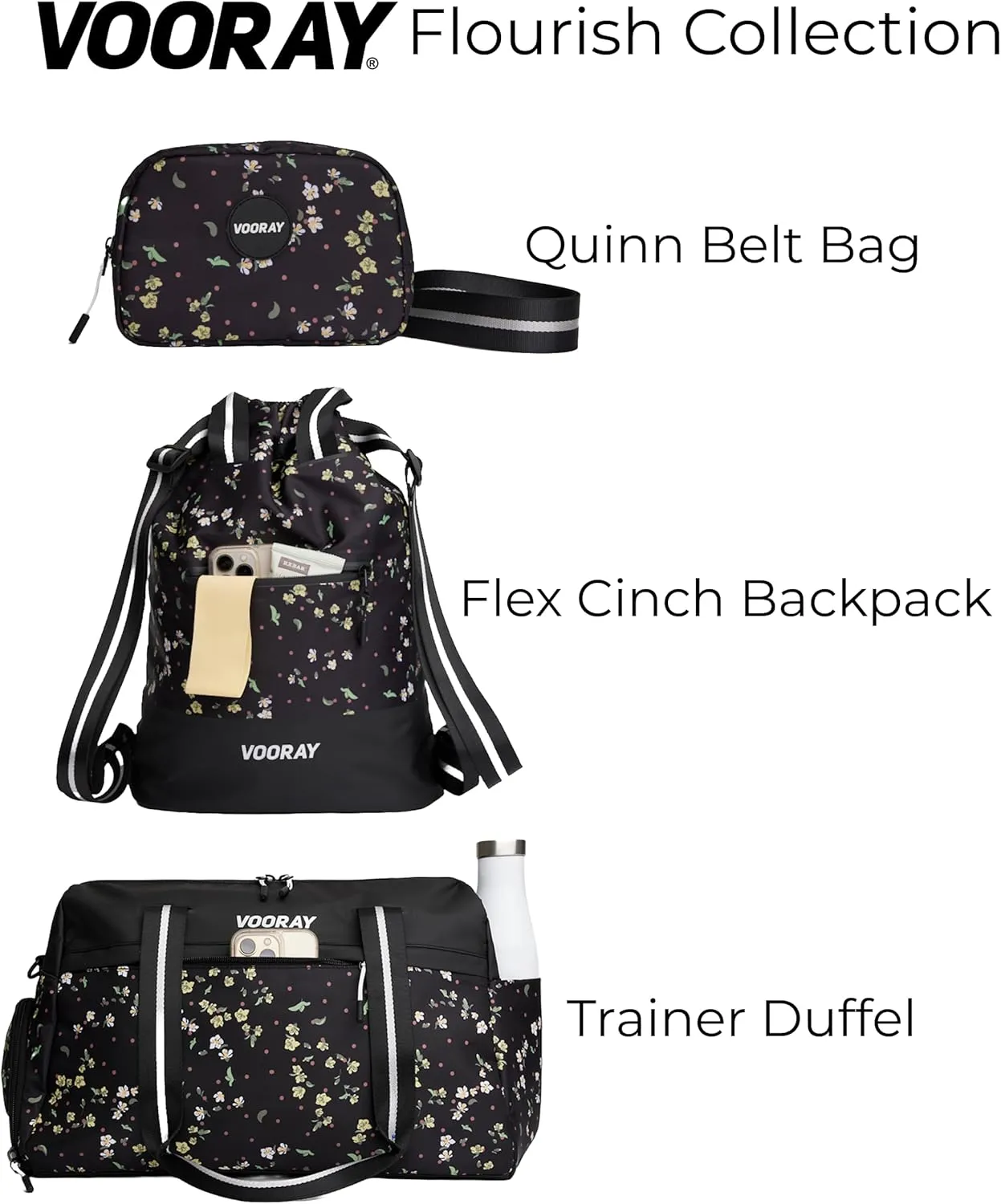 VOORAY 23L Flex Cinch Drawstring Backpack  Lightweight Travel Bag, Weekender & Sports Gym Bag for Women and Men