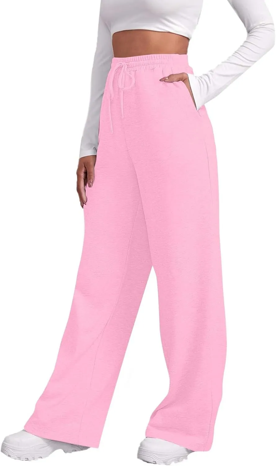 Wide Leg Sweatpants Women Baggy High Waisted Y2k Athletic Sweat Pants Casual Comfy Cotton Joggers with Pockets